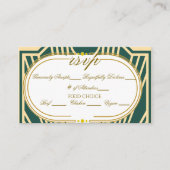 Art Deco Art Nouveau Striped Gold Tone RSVP Informatiekaartje (Voorkant)