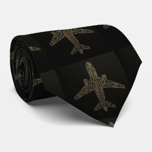 Art Deco Art Nouveau Vliegtuig Print Bord Stropdas