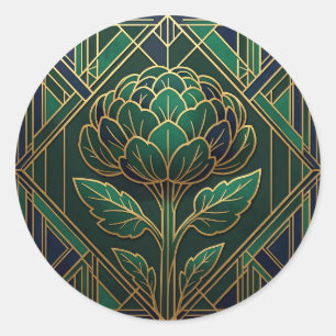 Art Deco Artisjok Ronde Sticker