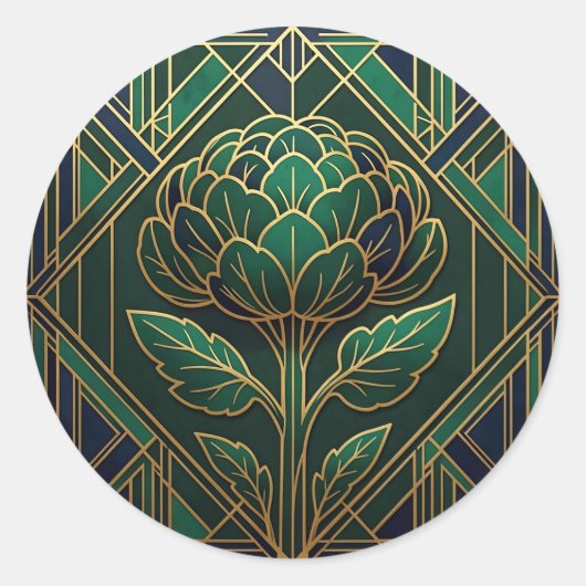 Art Deco Artisjok Ronde Sticker (Voorkant)