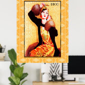 Art Deco Asian Beauty Poster (Thuiskantoor)