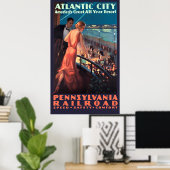  Art Deco Atlantic City op nachtreizen Poster (Thuiskantoor)