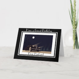 ART DECO AUTO MAN WENSKAART KAART