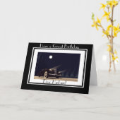 ART DECO AUTO MAN WENSKAART KAART (Gele Bloem)