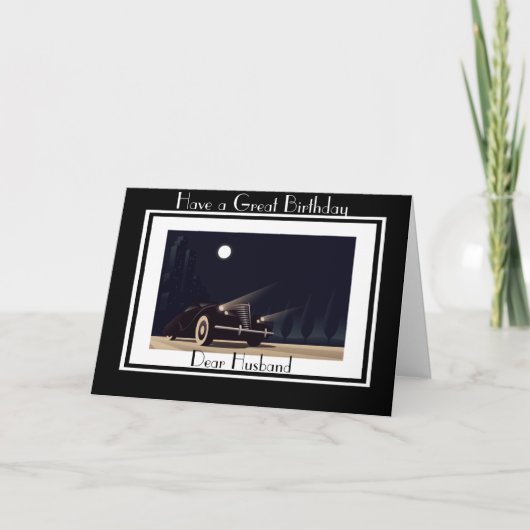 ART DECO AUTO MAN WENSKAART KAART (Voorkant)