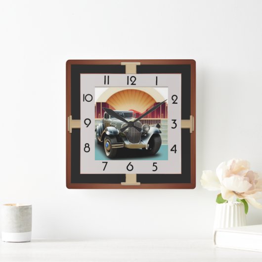 Art Deco auto Vierkante Klok (Huis)