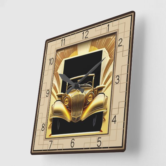Art Deco auto Vierkante Klok (Hoek)