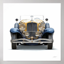 Art Deco Automobielkunst: Vergulde Roadster