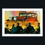 Art Deco Automobile Illustratie Poster<br><div class="desc">Art Deco-autoillustratie adverteren levendige kleuren.</div>