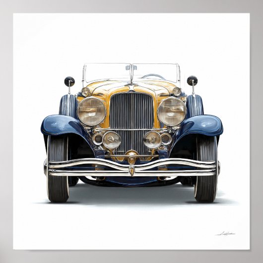 Art Deco Automotive Art: Gilded Roadster Poster (Voorkant)