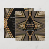 Art Deco Aztec Earth Dinner Party uitnodigingen (Voorkant / Achterkant)