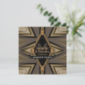Art Deco Aztec Earth Dinner Party uitnodigingen (Staand voorkant)