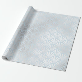 Art Deco Baby Blue Silver Grey Scales Seashells Cadeaupapier