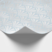 Art Deco Baby Blue Silver Grey Scales Seashells Cadeaupapier (Hoek)