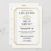 Art Deco Baby shower Gatsby Gold Invite 1920 Kaart (Voorkant / Achterkant)