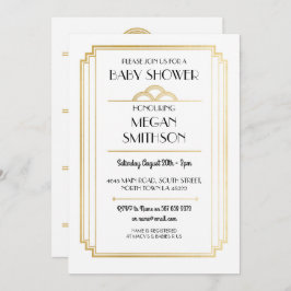 Art Deco Baby shower Gatsby Gold Invite 1920 Kaart