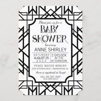 Art Deco Baby shower Invitation 1920 Gatsby Kaart