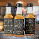 Art Deco Bachelor Party Speakeasy Favor Likeurfles Etiket<br><div class="desc">Vier met uw jongens in stijl met deze gepersonaliseerde zwart en gouden art deco stijl vrijgezellenfeest likeur labels. De aanpasbare gouden elementen geven een sfeer uit de jaren twintig, perfect voor uw Vegas-reis, casinonacht of feesten en spreken eenvoudige stijl! · Op zoek naar iets anders? Stuur ons een bericht of...</div>