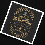 Art Deco Bachelor Party Speakeasy Favor Servet<br><div class="desc">Vier met uw jongens in stijl met deze aangepaste zwarte en gouden Art Deco stijl vrijgezellenfeestservetten. De gouden elementen geven een vibe uit de jaren twintig,  perfect voor pokeravond of feesten spreek eenvoudige stijl! · Op zoek naar iets anders? Stuur ons een bericht of e-mail stuffbystuff.shop@gmail.com voor custom designs!</div>