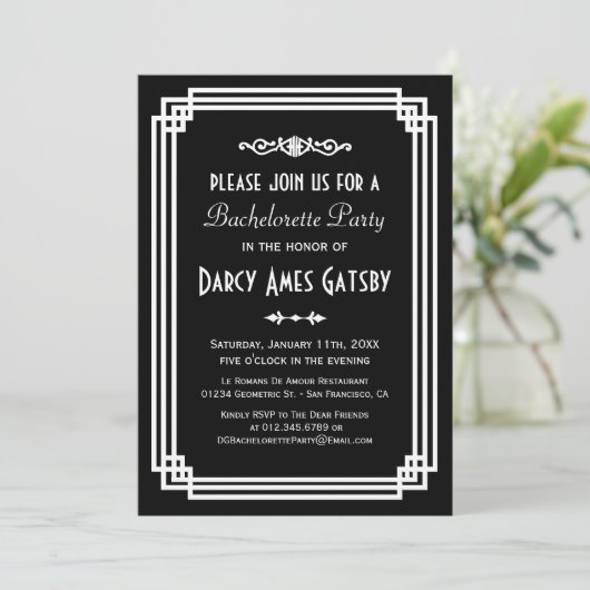 Art Deco Bachelorette Party Kaart (Staand voorkant)