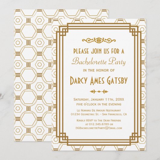 Art Deco Bachelorette Party Kaart (Voorkant / Achterkant)