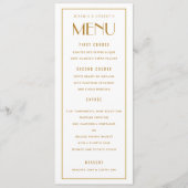 Art Deco Backer Gold Border Wedding Menu Kaart (Voorkant)