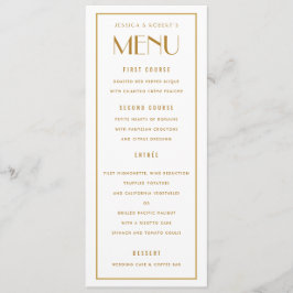 Art Deco Backer Gold Border Wedding Menu Kaart