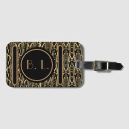 Art Deco bagagelabel met monogram