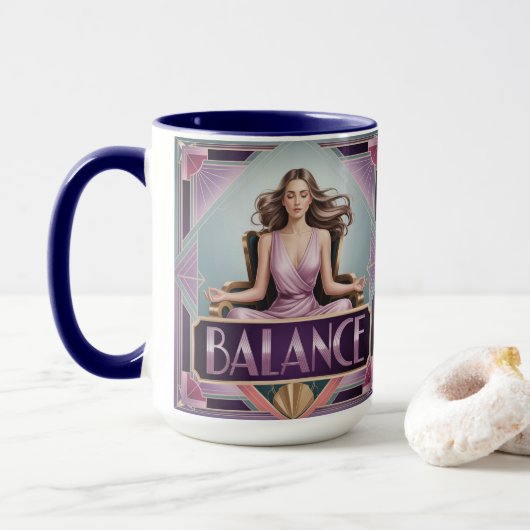 Art Deco Balance Meditatie Mok (Met donut)