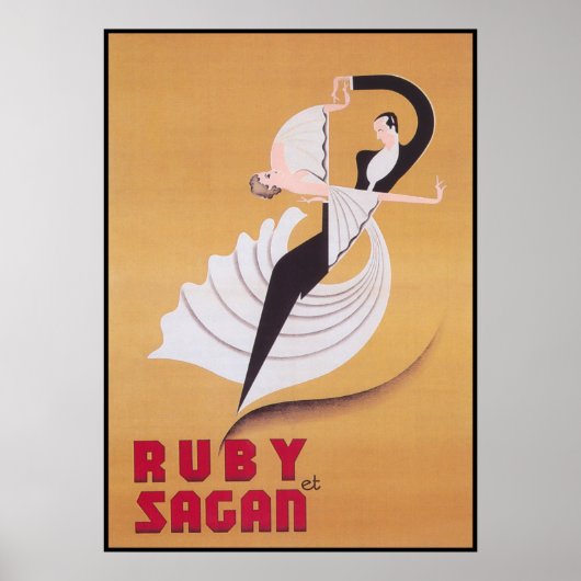 Art Deco Ballroom Dancers  Dance Poster (Voorkant)