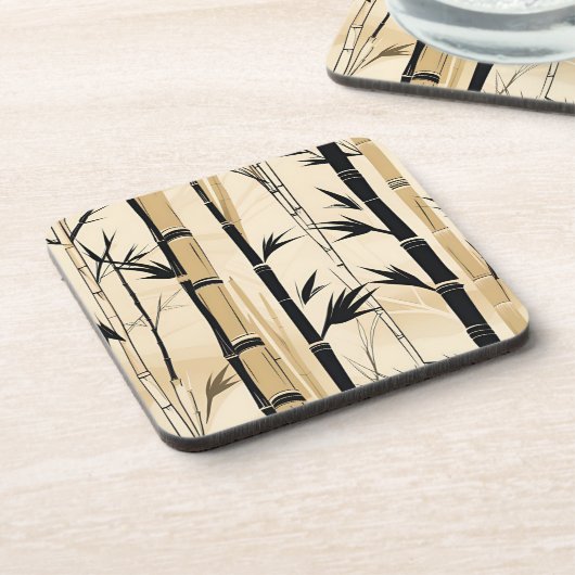 Art Deco Bamboe Onderzetter Set (Linkerzijde)