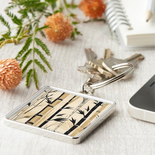 Art Deco Bamboe Sleutelhanger (Zijkant)