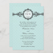 Art Deco Band Aqua Wedding Invitation Kaart (Voorkant / Achterkant)