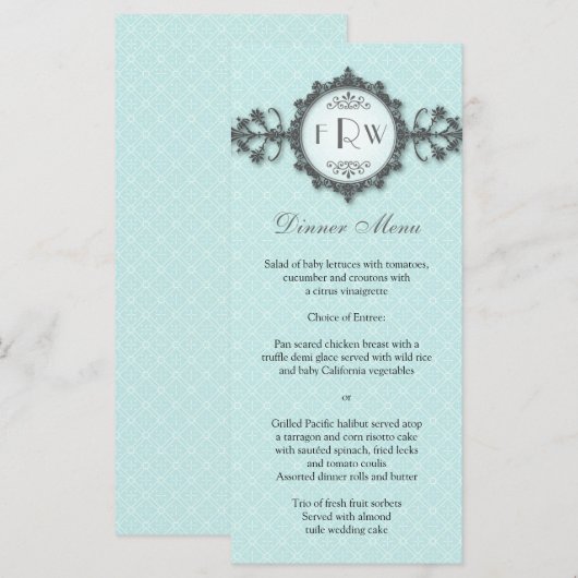 Art Deco Band Aqua Wedding Menu (Voorkant / Achterkant)