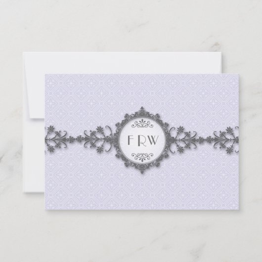 Art Deco Band Lila Weddenschap RSVP Kaartje (Achterkant)