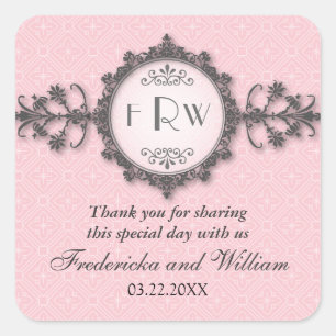 Art Deco Band Roze Bruiloft Sticker