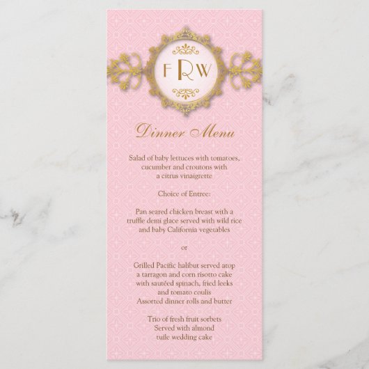 Art Deco Band Roze Goud Trouwmenu Menu (Voorkant)