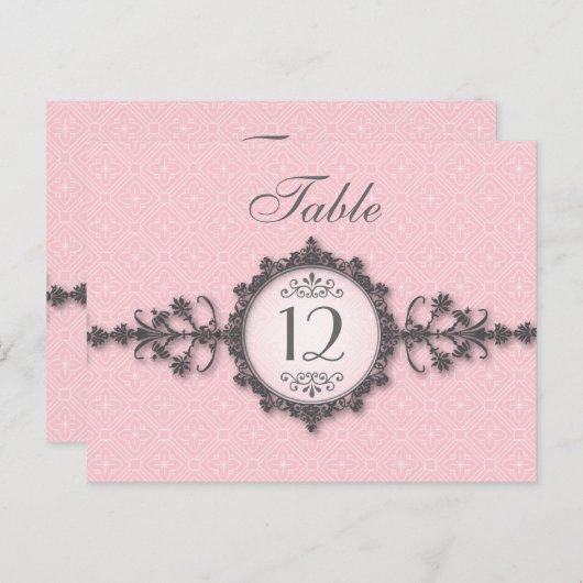 Art Deco Band Roze Tafelnummer Kaart (Voorkant / Achterkant)