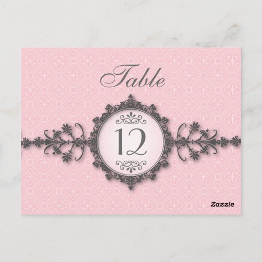 Art Deco Band Roze Tafelnummer Kaart (Achterkant)