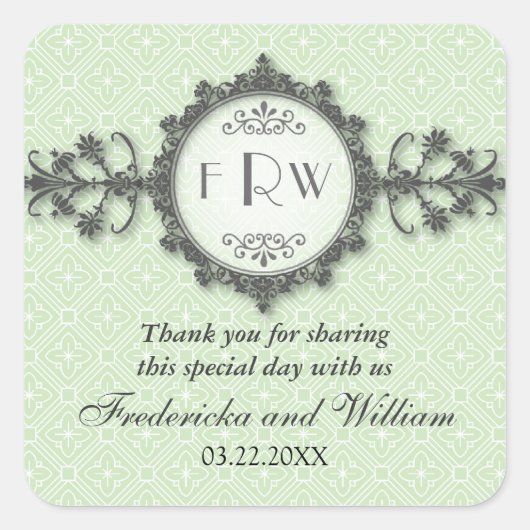 Art Deco Band Sage Bruiloft Sticker (Voorkant)