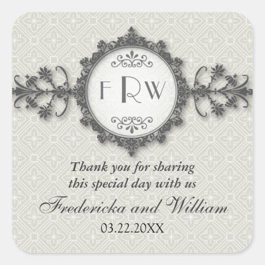 Art Deco Band Taupe Bruiloft Sticker (Voorkant)