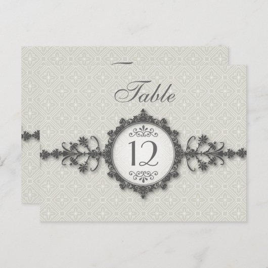 Art Deco Band Taupe Tafelnummer Kaart (Voorkant / Achterkant)