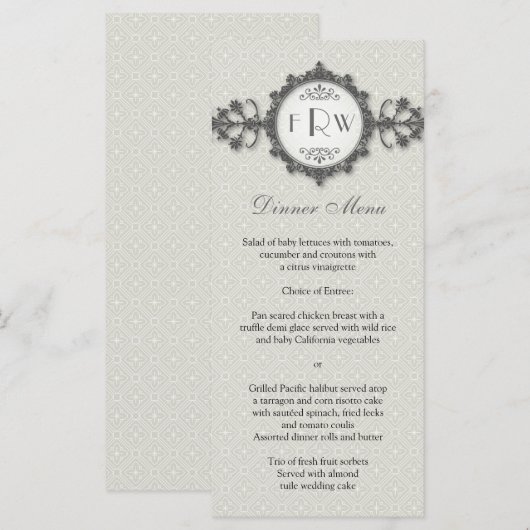 Art Deco Band Taupe Wedding Menu (Voorkant / Achterkant)