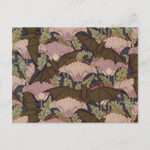 Art Deco Bat en Flowers Briefkaart