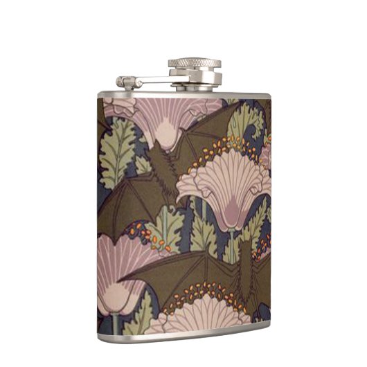  Art Deco Bat en Flowers Heupfles (Rechts)