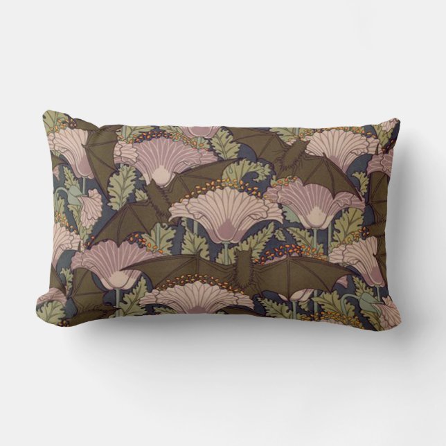  Art Deco Bat en Flowers Kussen (Voorkant)