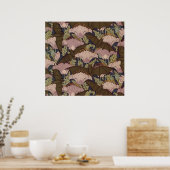  Art Deco Bat en Flowers Poster (Keuken)