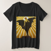 Art Deco "Bat Lady Sunburst" Grote Maat T-shirt (Design voorkant)