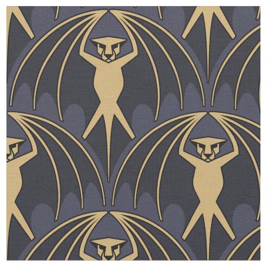 Art Deco Bat Pattern Stof (Close Up)