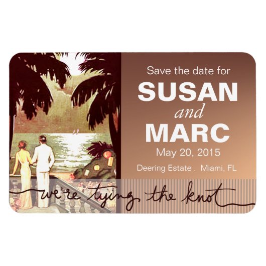 Art Deco  Beach bewaar de datum flex Magneet (Horizontaal)